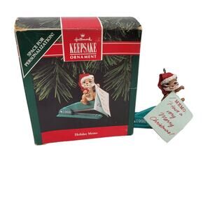 Vintage Hallmark Keepsake 1992 'Holiday Memo' ornament Chipmunk with Stapler